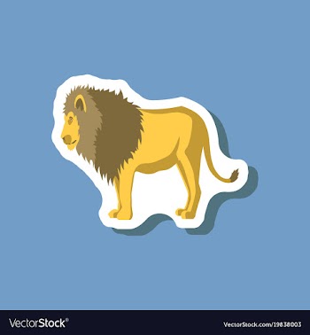 Lion paper sticker on stylish background vector image