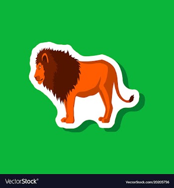 Lion paper sticker on stylish background vector image
