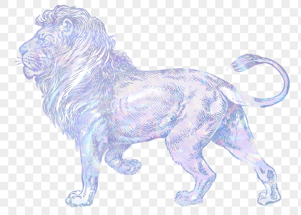 Lion png sticker, aesthetic holographic | Free PNG Illustration - rawpixel