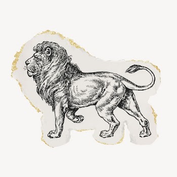 Lion ripped paper clipart, gold | Free Vector Illustration - rawpixel