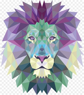 Lion T-shirt Geometry Poster Canvas - Three-dimensional triangle vector lion head decoration 