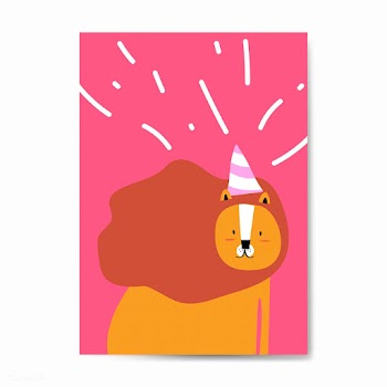 Lion wearing a party hat in a cartoon style v.. | Free stock vector - 477063