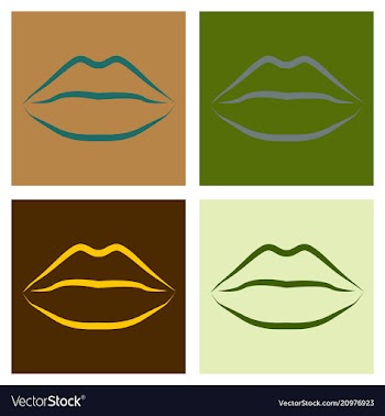 Lips kiss patch sticker isolated on color vector image