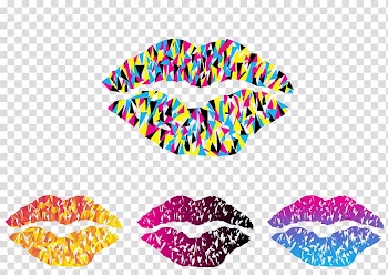 Lipstick Color, Small colored triangle patchwork lip transparent background PNG clipart