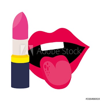 lipstick with sexy mouth pop art style design