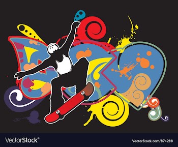 Liquid background with skater vector image