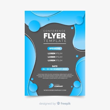 Liquid effect of flat conference flyer template Free Vector
