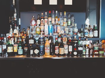 Liquor Bottles on Shelf