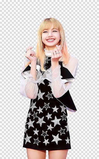 LISA BLACKPINK, woman in heart finger gesture transparent background PNG clipart