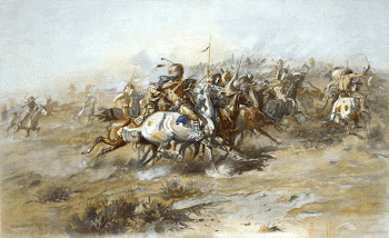 Lithograph showing the Battle of Little | Free Photo - rawpixel