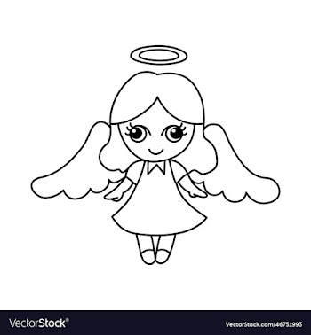 little angel cartoon coloring page for