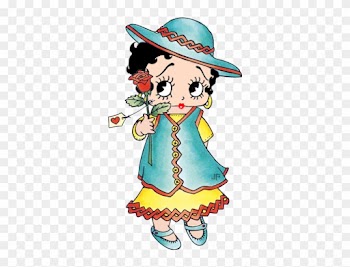 Little Betty Boop Holding A Rose - Marianne Design Clear Stamp - Rose Girl