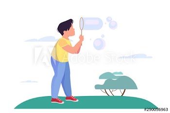 Little boy blowing bubbles