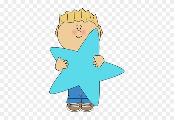 Little Boy Holding A Blue Star - Boy Star Clipart