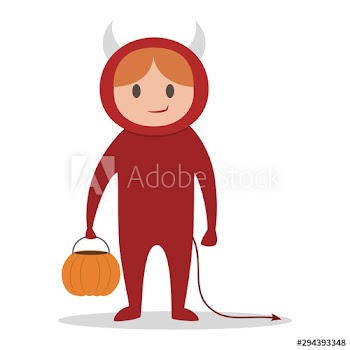 Little boy in halloween devil costume illustration