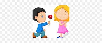 Little Boy Kneels On One Knee Giving Flowers To Girl - Boy Giving Rose To A Girl