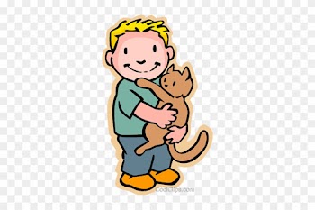 Little Boy With Cat Royalty Free Vector Clip Art Illustration - List Of At Word Family