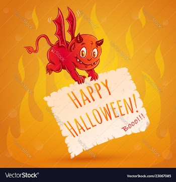  					Little devil and fire for halloween vector image														