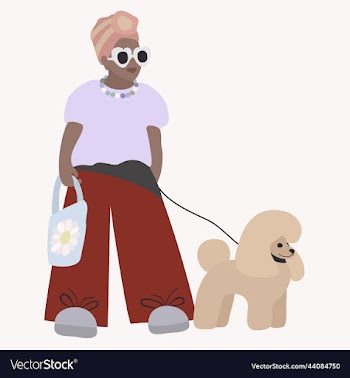 little fashionable african girl with poodle