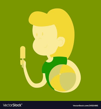Little girl eating chocolate ice-cream vector image