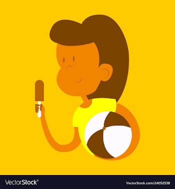Little girl eating chocolate ice-cream vector image