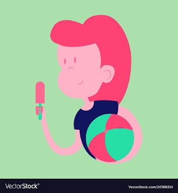 Little girl eating chocolate ice-cream vector image