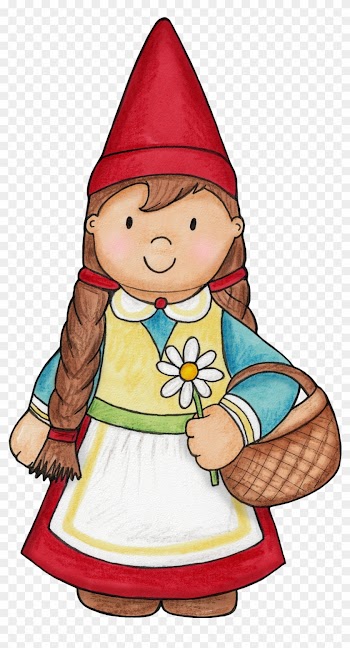 Little Girl Gnome For A Woodlands Party - Girl Gnome Clipart