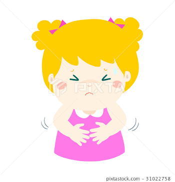 Little girl having stomach ache cartoon vector. - Stock ...
