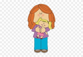 Little Girl Holding A Doll - Girl Playing With Doll Clipart
