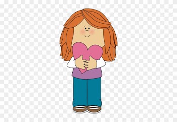 Little Girl Holding A Valentine - Girl Holding Heart Clipart