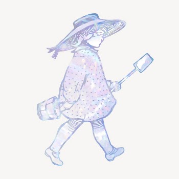 Little girl holographic clipart, aesthetic | Free Vector Illustration - rawpixel