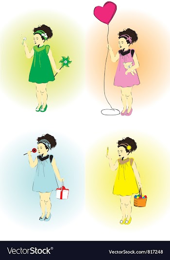  					Little girl on a holiday vector image														