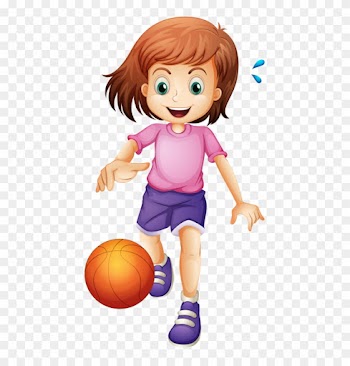 Little Girl Playing Basketball - Sports Girl Clipart