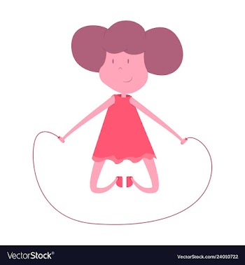 Little girl playing skipping rope vector image
