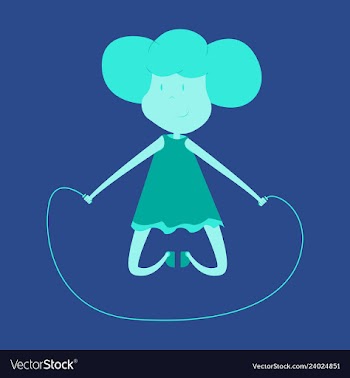 Little girl playing skipping rope vector image