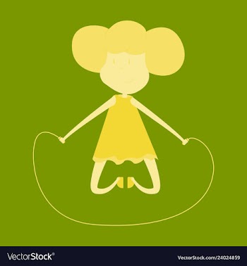 Little girl playing skipping rope vector image
