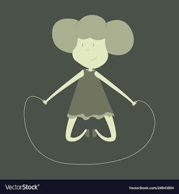 Little girl playing skipping rope vector image