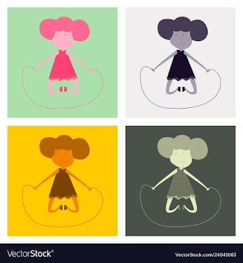 Little girl playing skipping rope vector image