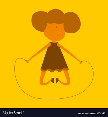 Little girl playing skipping rope vector image