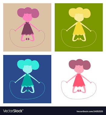 Little girl playing skipping rope vector image
