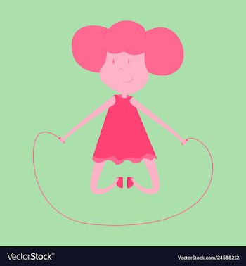 Little girl playing skipping rope vector image