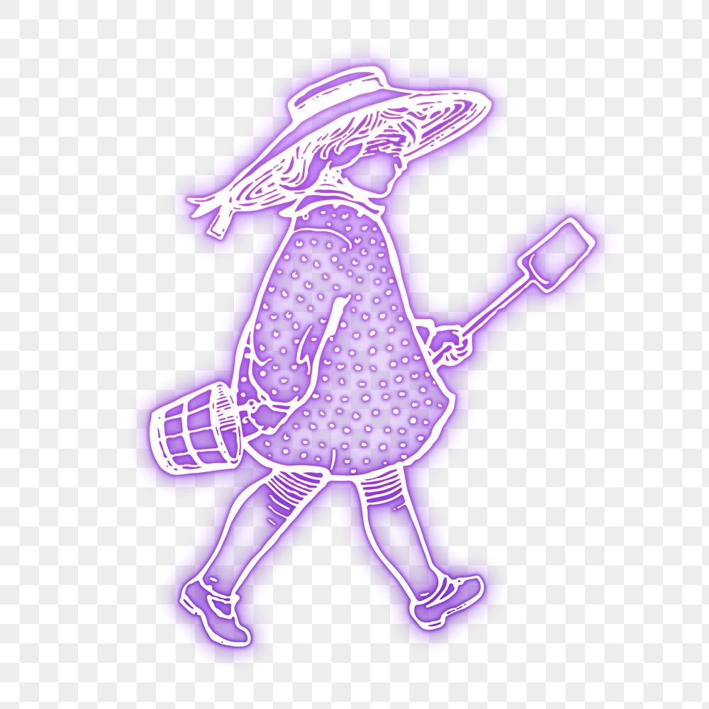 Little girl png sticker, purple | Free PNG - rawpixel