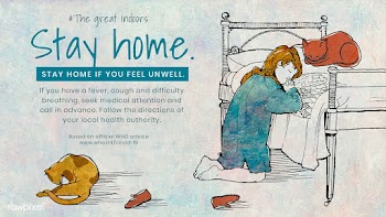 Little girl staying home praying illustration psd mockup  banner and W.. | Free  psd mockup - 2320907