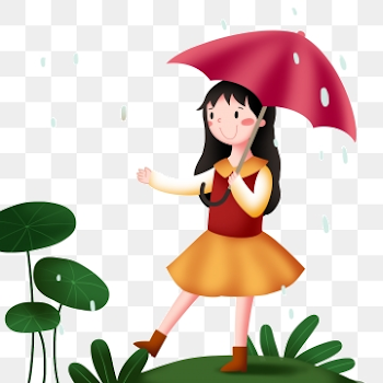 Little Girl With Umbrella In The Rain, Gu Yu Character ...
