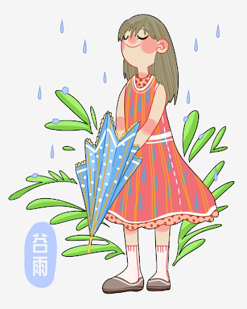 Little Girl With Umbrella In Valley Rain, Gu Yu Character ...