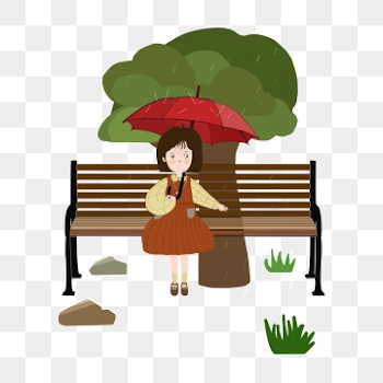 Little Girl With Umbrella In Valley Rain, Gu Yu Character ...