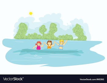 Little girls in the water vector image