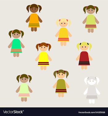 Little girls kids cute girls set poster vector image