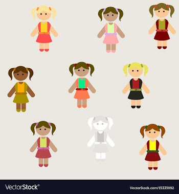 Little girls kids cute girls set poster vector image