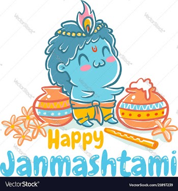  					Little krishna in kawaii style vector image														